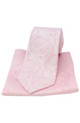 Soprano Pale Pink Rose Wedding Silk Tie and Pocket Square