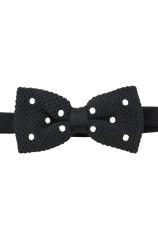 Soprano Pre-tied Black and White Polka Dot Knitted Polyester Bow Tie