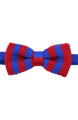 Soprano Pre-tied Royal Blue and Red Striped Knitted Polyester Bow Tie