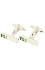 Soprano Quality Green Shaded Trio Gem Cufflinks With Swivel Fitting