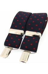 Soprano Red and Navy Polka Dot 35mm X Style Braces