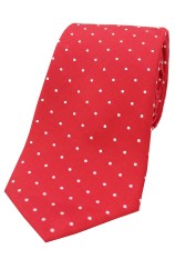 Soprano Red and White Pin Dot Silk Tie