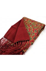 Soprano Red Edwardian Paisley Silk with Wool backing Scarf