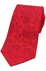 Soprano Red Paisley Woven Silk Tie