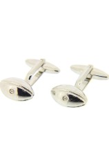 Soprano Rugby Ball Silver Colour Cufflinks