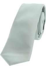 Soprano Satin Silver Polyester Thin Tie