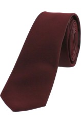 Soprano Satin Wine Polyester Thin Tie