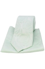 Soprano Sea Green Rose Wedding Silk Tie and Pocket Square