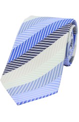 Soprano Shades of Blue  and Beige Striped Woven Silk Tie