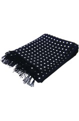 Soprano Silk Aviator Scarf With White Polka Dots On Black Ground
