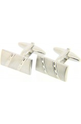 Soprano Silver Colour Rectangle Engraved Cufflinks With Swivel Fitting