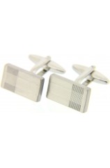 Soprano Silver Colour Rectangular Etched Cufflinks With Swivel Fitting