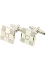 Soprano Silver Coloured Frosted Square Cufflinks With Swivel Fitting