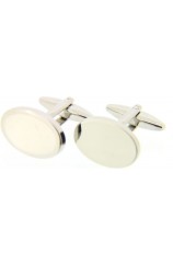 Soprano Silver Coloured Oval Cufflinks With Swivel Fitting