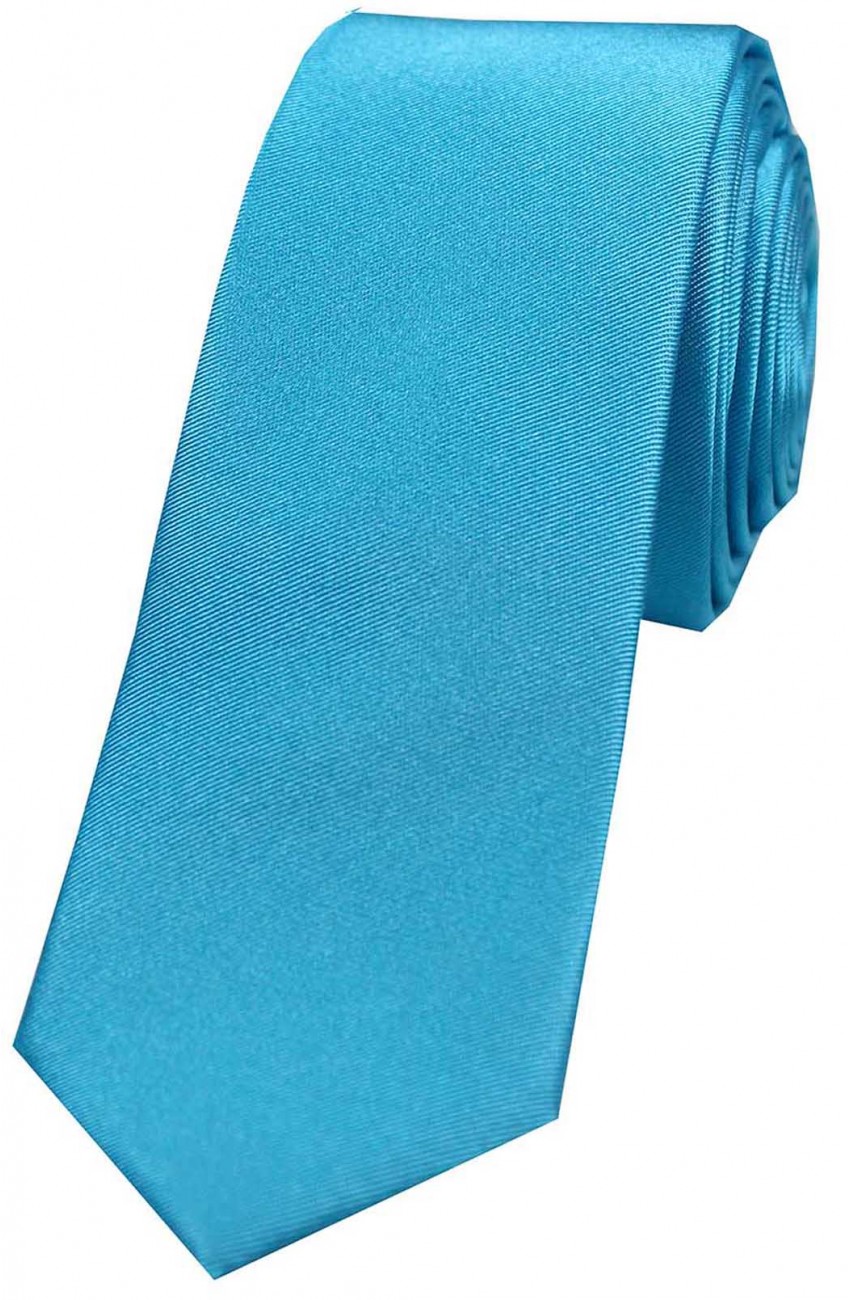 Turquoise Satin Silk Thin Tie