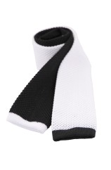 Soprano Two Tone Black and White Knitted Thin Polyester Tie