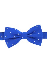 Soprano White Polka Dot Fashionable Woven Silk Bow Tie On Royal Ground