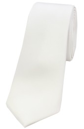 Soprano White Satin Silk Thin Tie